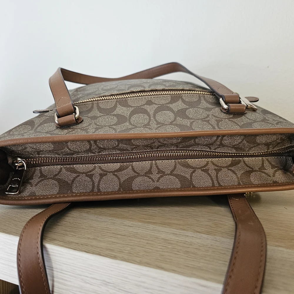COACH Classic Brown Signature Tote Bag (Medium) - Picture 5 of 15